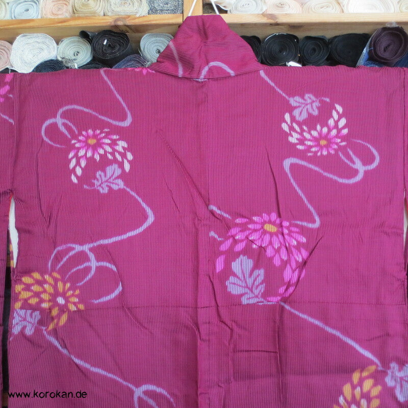 Kiku Kugeln Kett Meisen Seiden Satin Komon Kimono