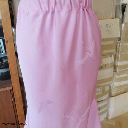 Upcycling Rock aus Kimonoseidenresten Bias Cut Kranich Damast