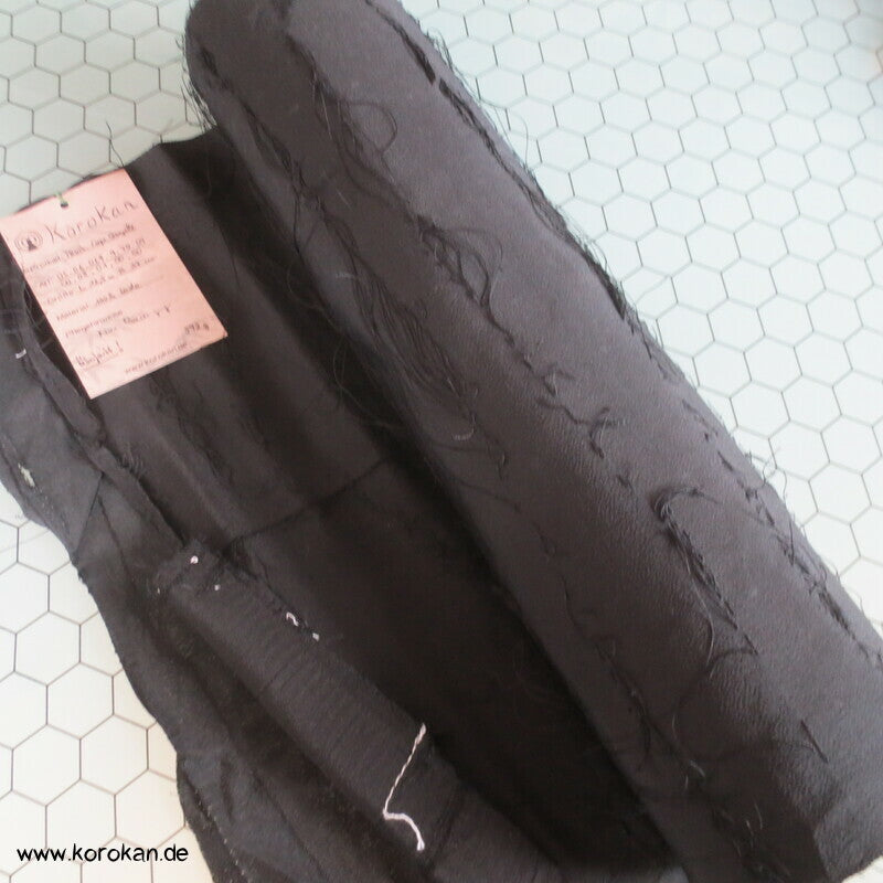 schwarze gewebte Streifen Japan Crepe Georgette Seide Araihari Kimono