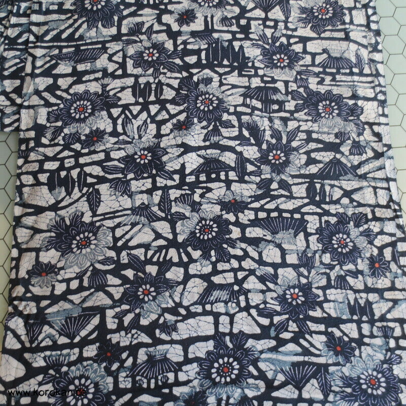 Bingata Batik Chirimen Crepe Seide, Araihari Kimono