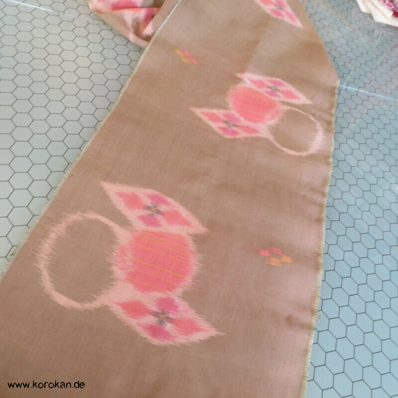 1930'er Araihari Kimono Stoff, Rauten und Kreise, modernistisch