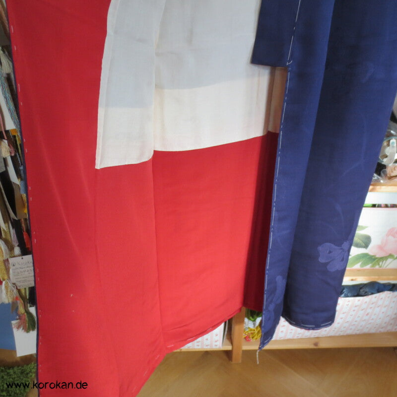 gewebte Schleifen Seidendamast, blauvioletter Iromuji Kimono