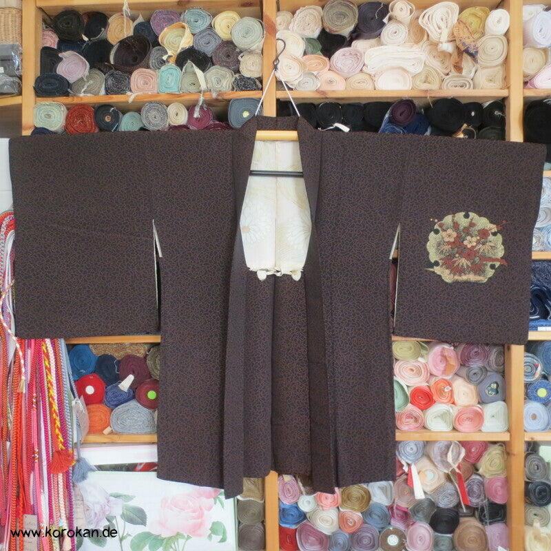 Seiden Urushi Schneeflocken Haori (Abend - ) Kimono Jacke, mit Himo