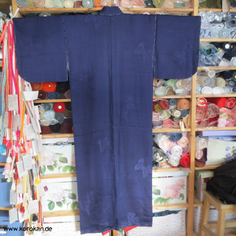 gewebte Schleifen Seidendamast, blauvioletter Iromuji Kimono