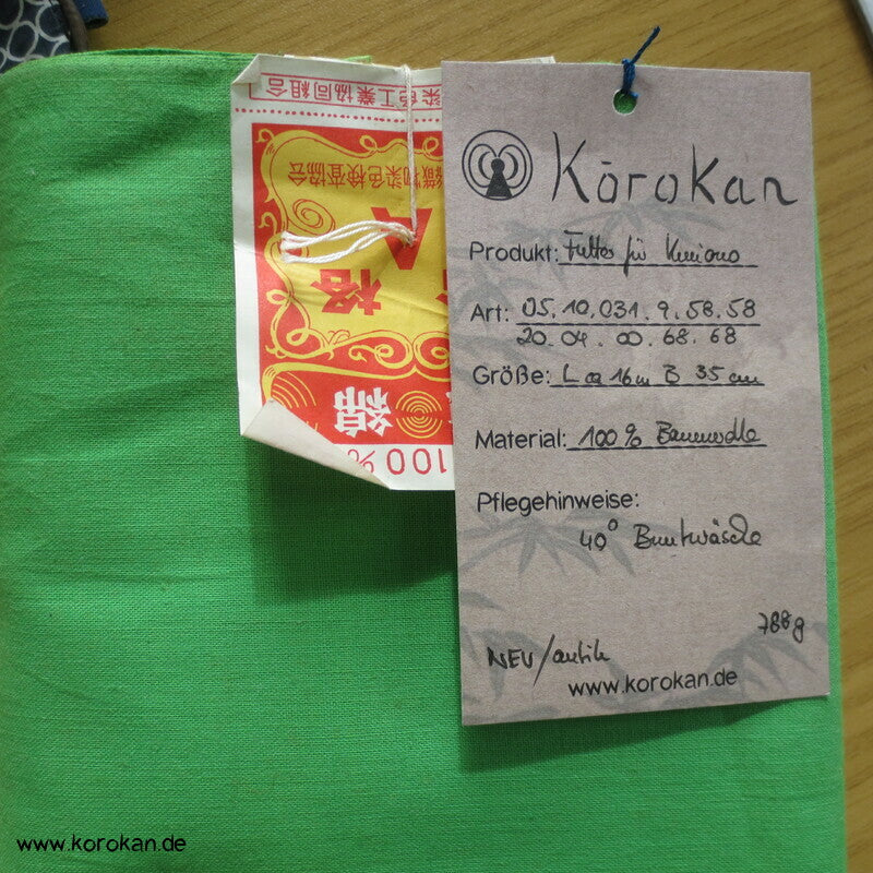 grasgrünes Batist Baumwollfutter für Kimono - originalgeheftet