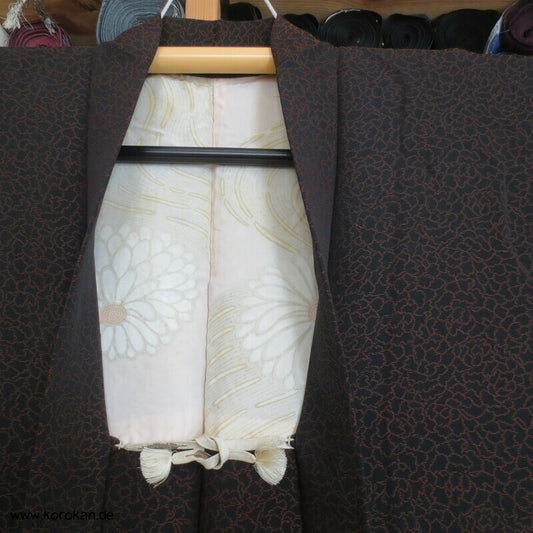 Seiden Urushi Schneeflocken Haori (Abend - ) Kimono Jacke, mit Himo