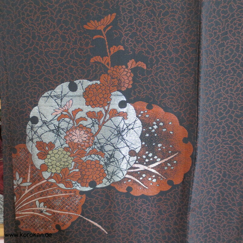 Seiden Urushi Schneeflocken Haori (Abend - ) Kimono Jacke, mit Himo