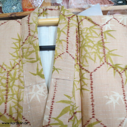 Kasuri Kikko Bambusmuster antiker Tsumugi Seiden / Hanf / Ramie  Kimono