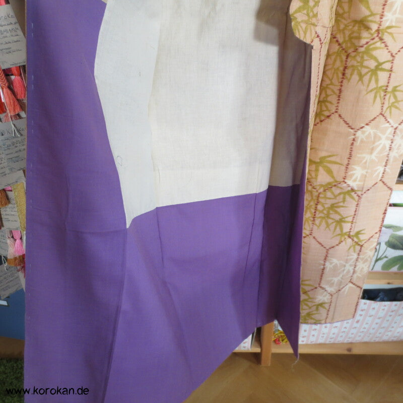 Kasuri Kikko Bambusmuster antiker Tsumugi Seiden / Hanf / Ramie Kimono