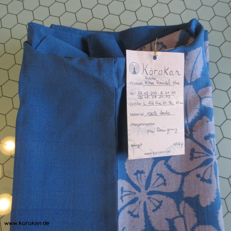blau mit großen Blumenrondellen Hitoe - ungefütterter Kimono
