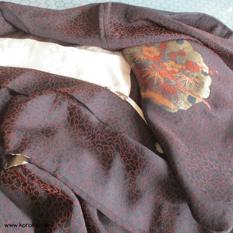 Seiden Urushi Schneeflocken Haori (Abend - ) Kimono Jacke, mit Himo