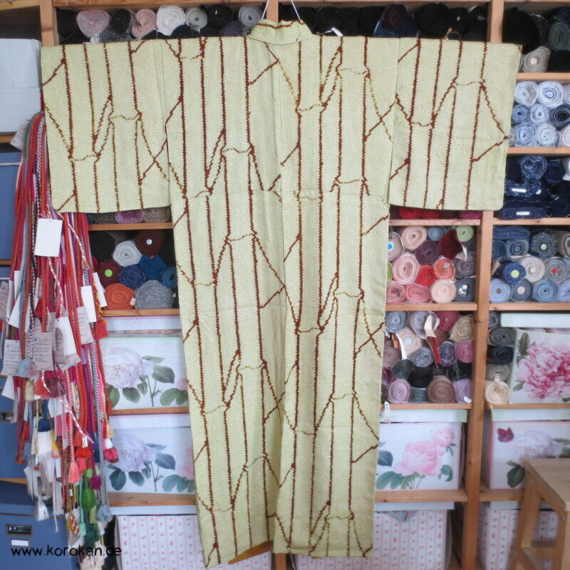 Full Shibori Bambusstäbe Wald Komon Kimono