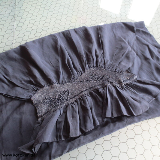 Farnwedel Shibori Heko Obi - Chirimen Seiden Crepe