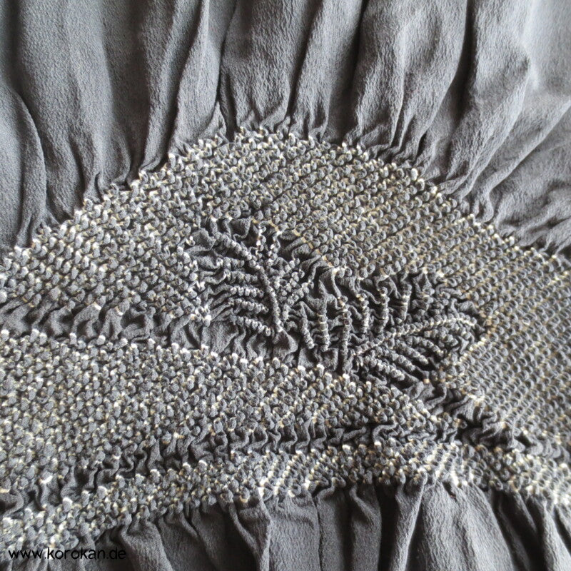 Farnwedel Shibori Heko Obi - Chirimen Seiden Crepe