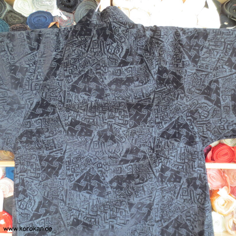 moderne japanische Michiyuki Ausbrenner Samt Kimono Raglanjacke