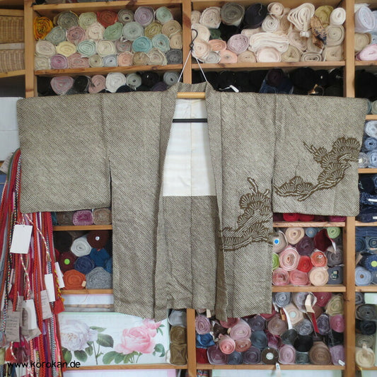 Full Shibori Pinienmuster Seiden Haori Kimono Jacke