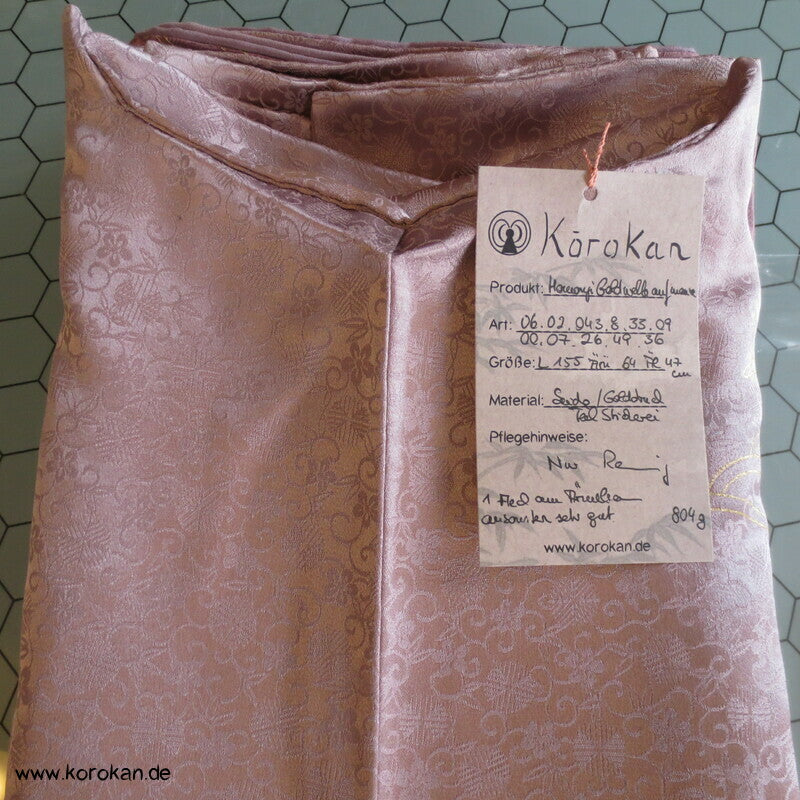 Goldwellen auf mauve Homongi Kimono Seidendamast