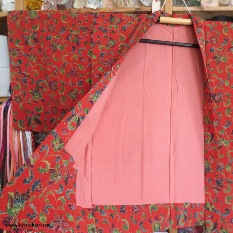 Haori Kimono Jacke Bingata Seidencrepe Blumenarabesken