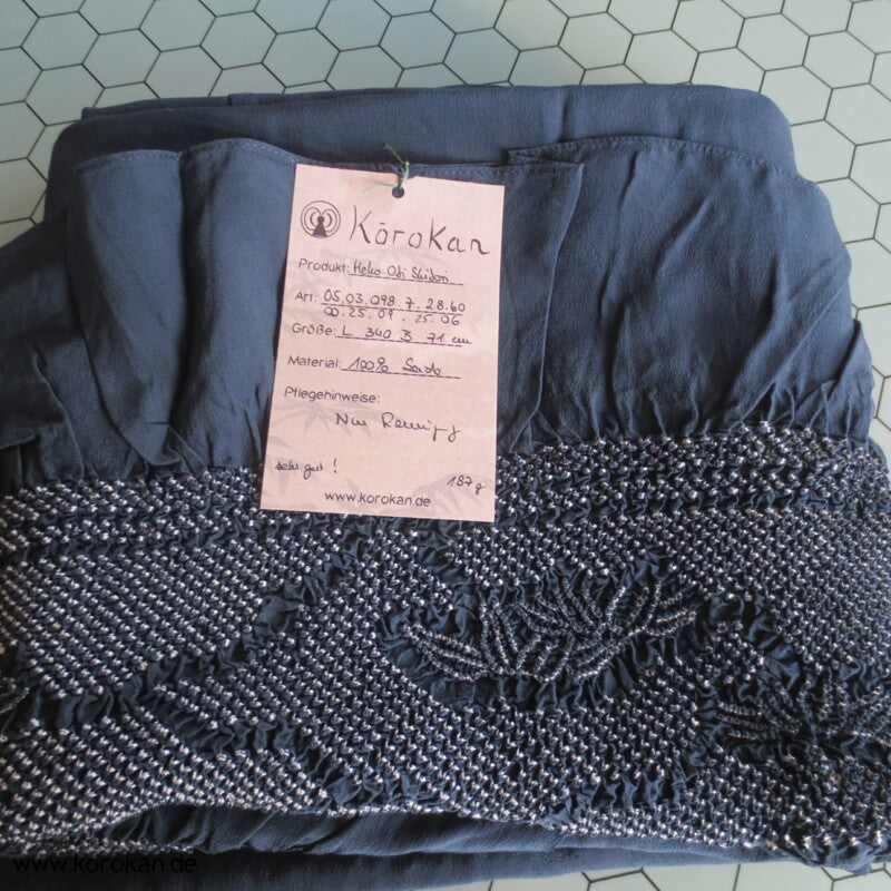 Bambus Shibori Heko Obi - Chirimen Crepe