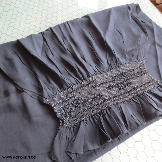 Egasumi Nebel Shibori Heko Obi - Chirimen Crepe