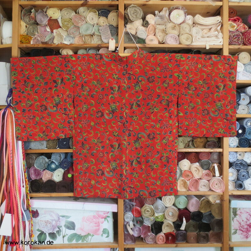 Haori Kimono Jacke Bingata Seidencrepe Blumenarabesken