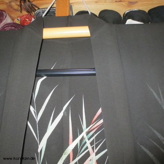 bestickte Kuhreiher und Eisvogel Seiden Sha Gewebe Haori Kimono Jacke