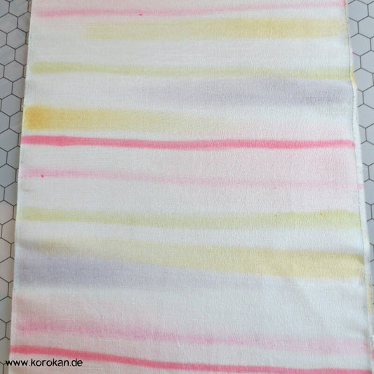 handgemalte Streifen Kimono dicke Tsumugi Crepe Seide