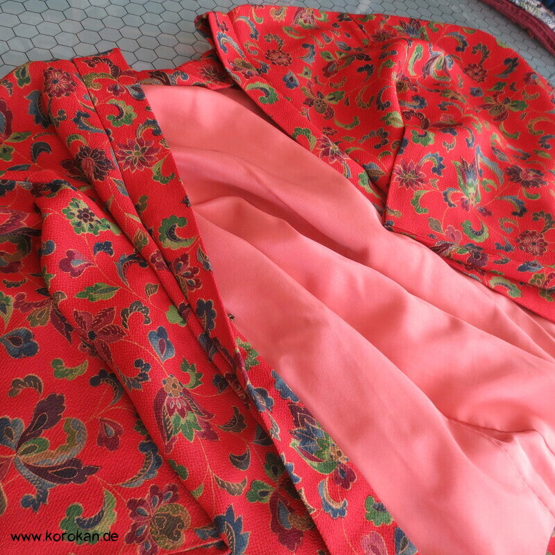 Haori Kimono Jacke Bingata Seidencrepe Blumenarabesken