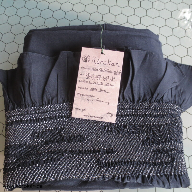 Egasumi Nebel Shibori Heko Obi - Chirimen Crepe