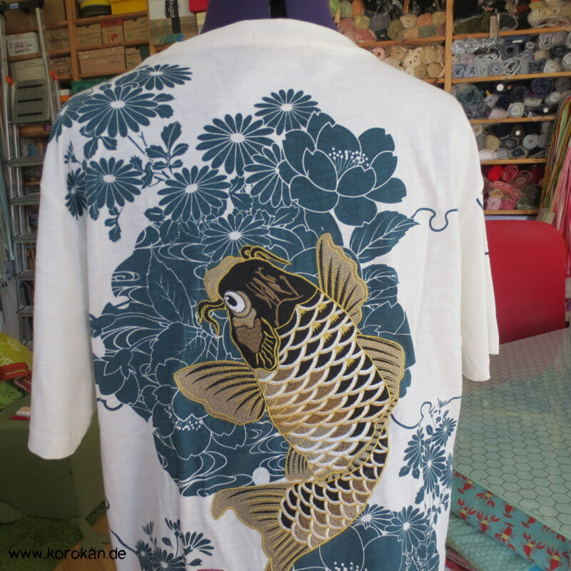 aufwändig besticktes Shirt mit Rückenmotiv Koi