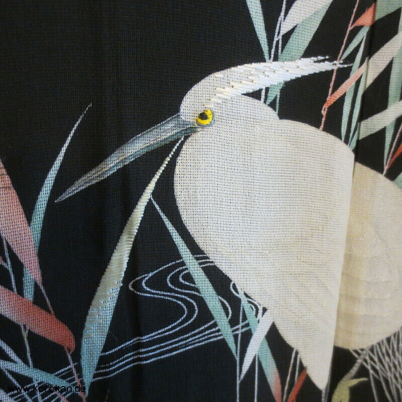 bestickte Kuhreiher und Eisvogel Seiden Sha Gewebe Haori Kimono Jacke