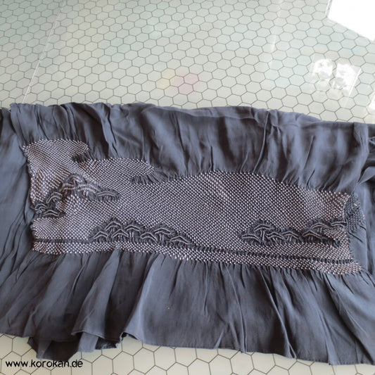 Kiefern Shibori Heko Obi - Chirimen Crepe