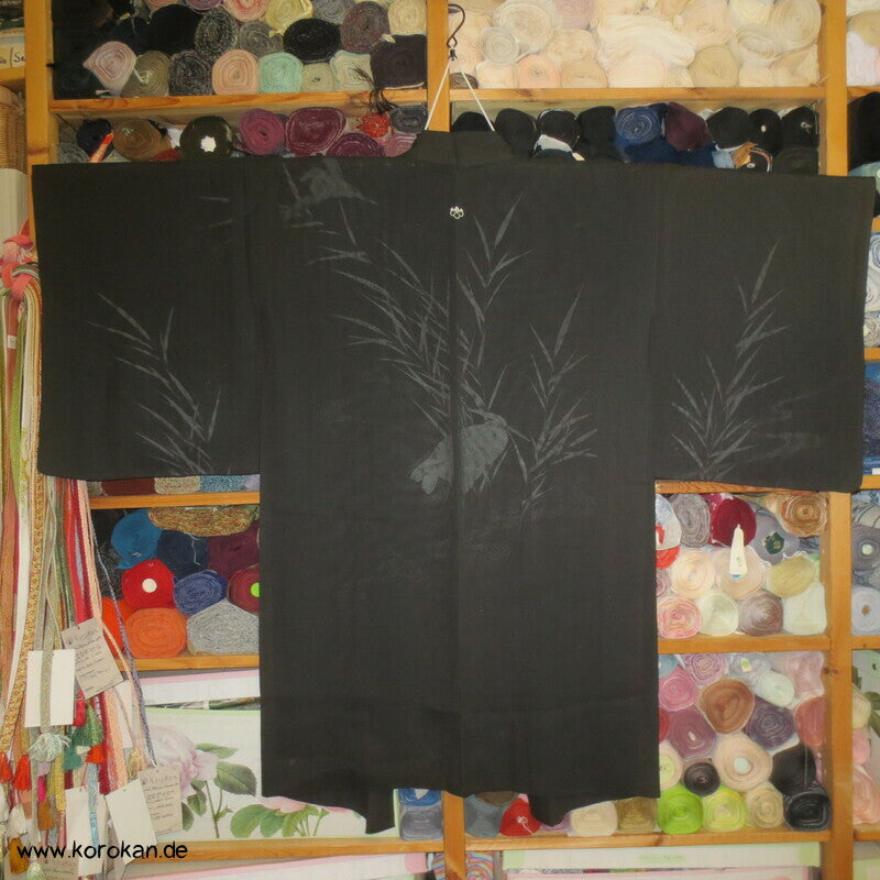 bestickte Kuhreiher und Eisvogel Seiden Sha Gewebe Haori Kimono Jacke