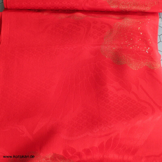 Kranich Goldstaub rote Rinzu Damast Seide, Araihari Juban