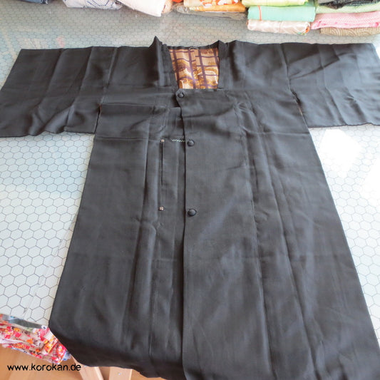 schwarzem Seiden Crepe Michiyuki Jacke - Drachenfutter