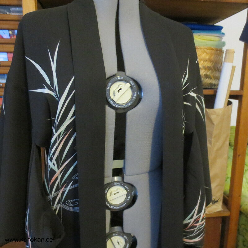 bestickte Kuhreiher und Eisvogel Seiden Sha Gewebe Haori Kimono Jacke