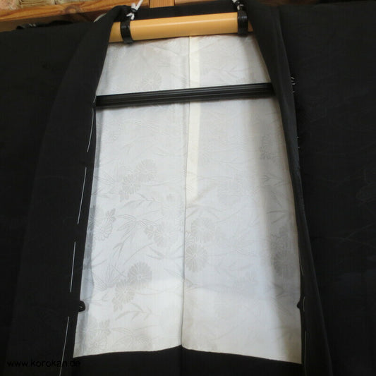 Multi Muster Rinzu schwarze Seiden Damast Haori