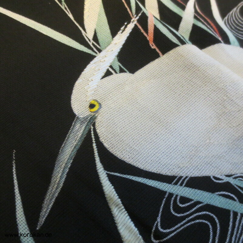 bestickte Kuhreiher und Eisvogel Seiden Sha Gewebe Haori Kimono Jacke