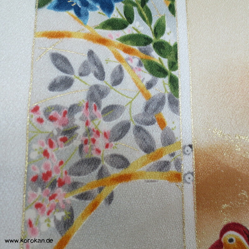 Wellen, Tanzaku mit Golddruck Komon Kimono
