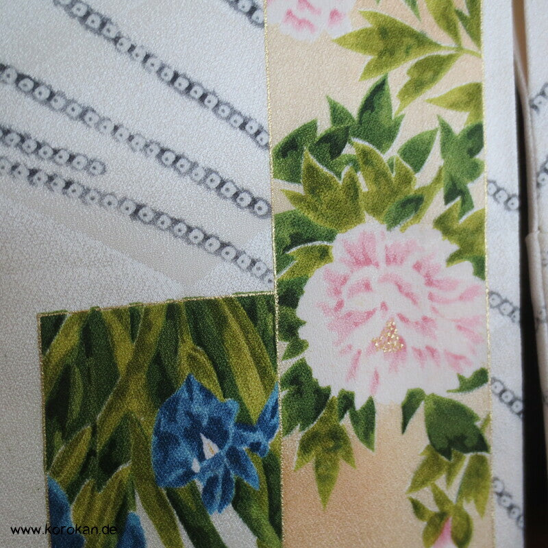 Wellen, Tanzaku mit Golddruck Komon Kimono