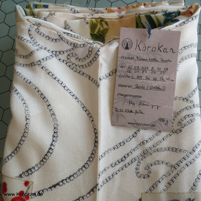 Wellen, Tanzaku mit Golddruck Komon Kimono