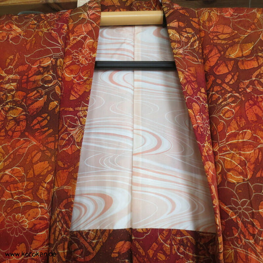Haori Kimono Jacke Wachsbatik Ziegel mandarine
