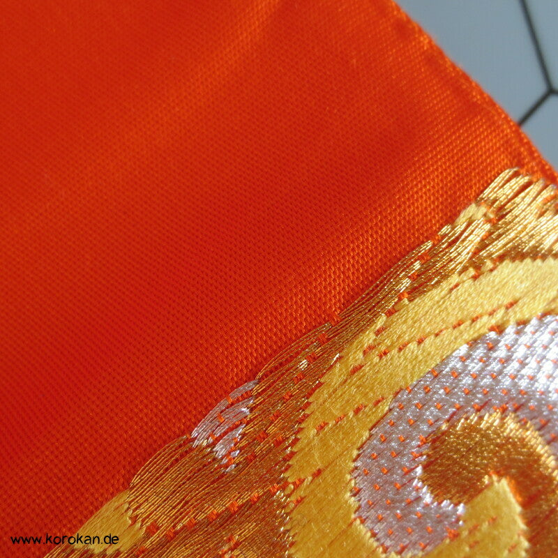 Tomoeartige Kringel knallbunter Fukuro Obi Seidenbrokat