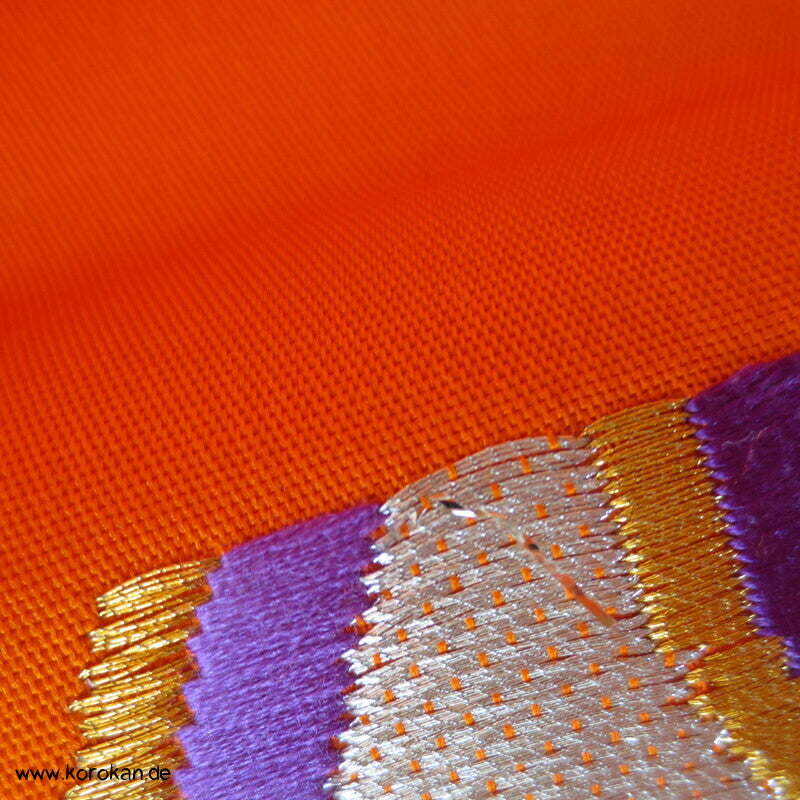 Tomoeartige Kringel knallbunter Fukuro Obi Seidenbrokat