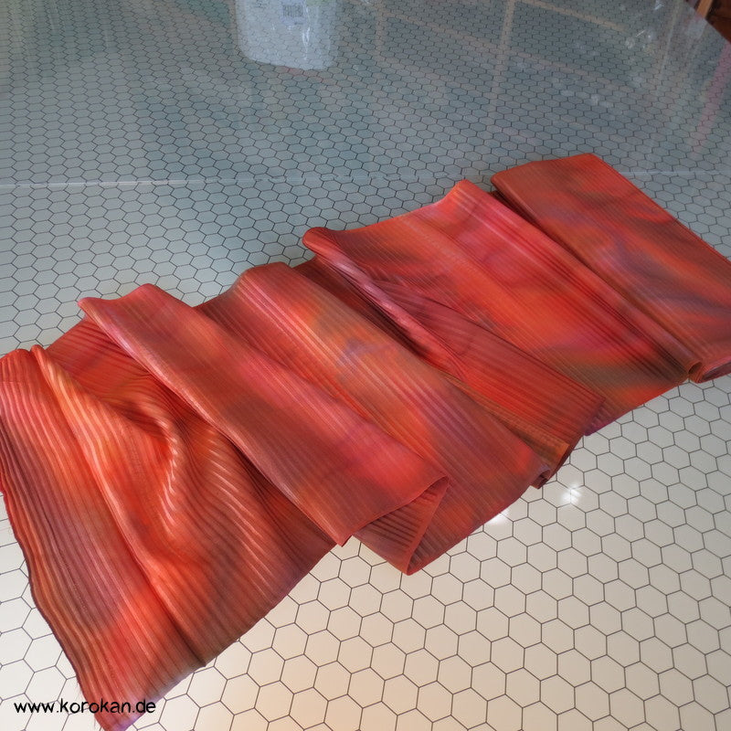 Shibori allover Batik Kimono Streifen Seidendamast