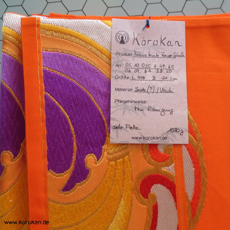 Tomoeartige Kringel knallbunter Fukuro Obi Seidenbrokat