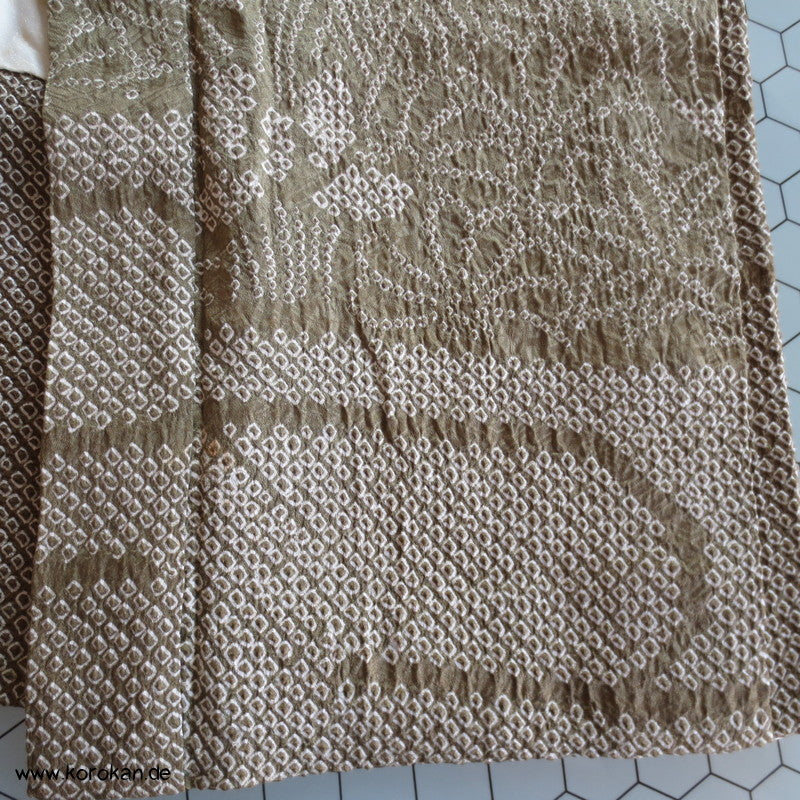 Full Shibori Wellen Seiden Haori Jacke, mit Korallen Himo