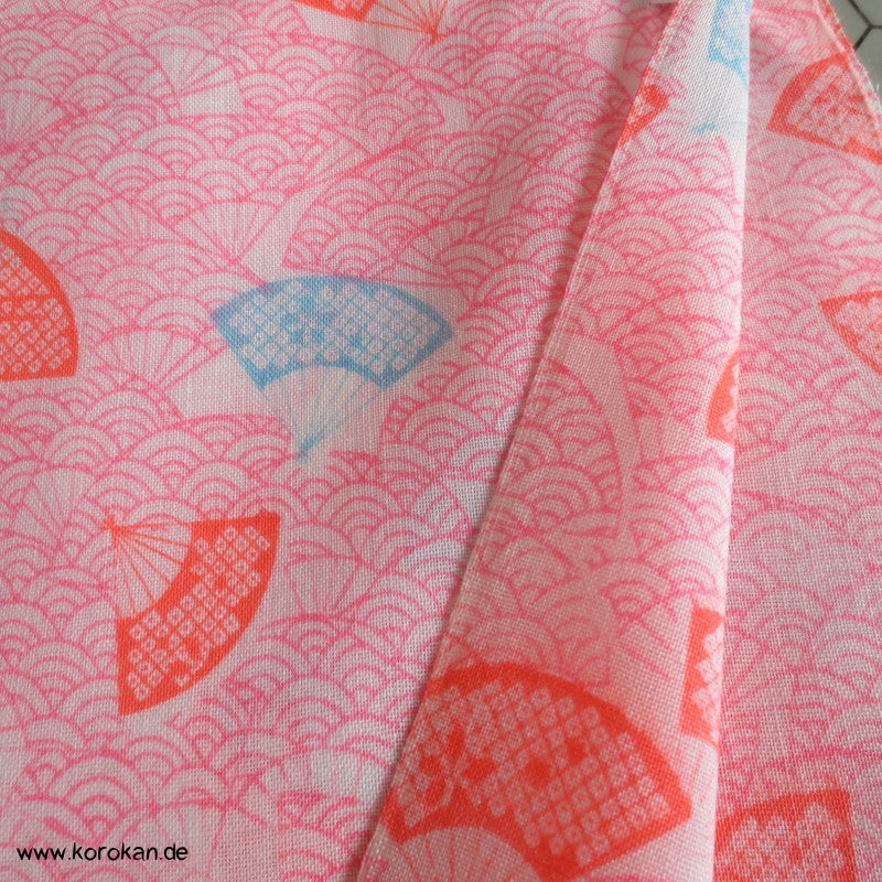 Juban Kimono Wollmusselin Fächer und Segaiha