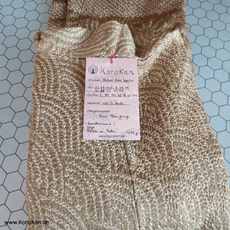 Full Shibori Wellen Seiden Haori Jacke, mit Korallen Himo