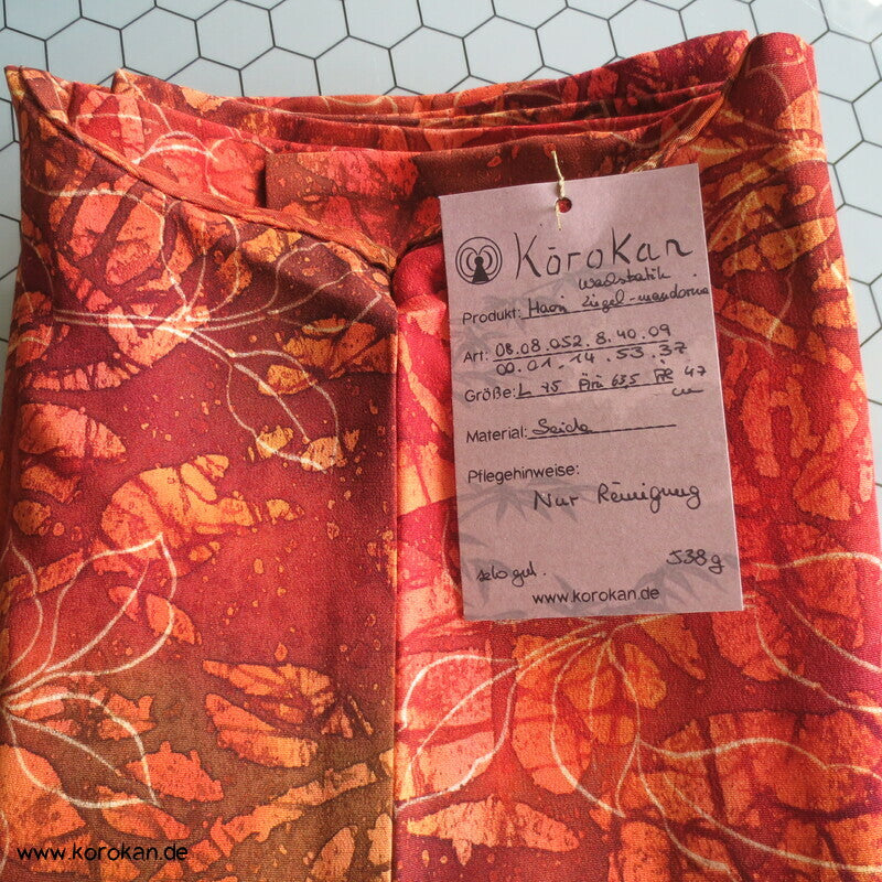 Haori Kimono Jacke Wachsbatik Ziegel mandarine